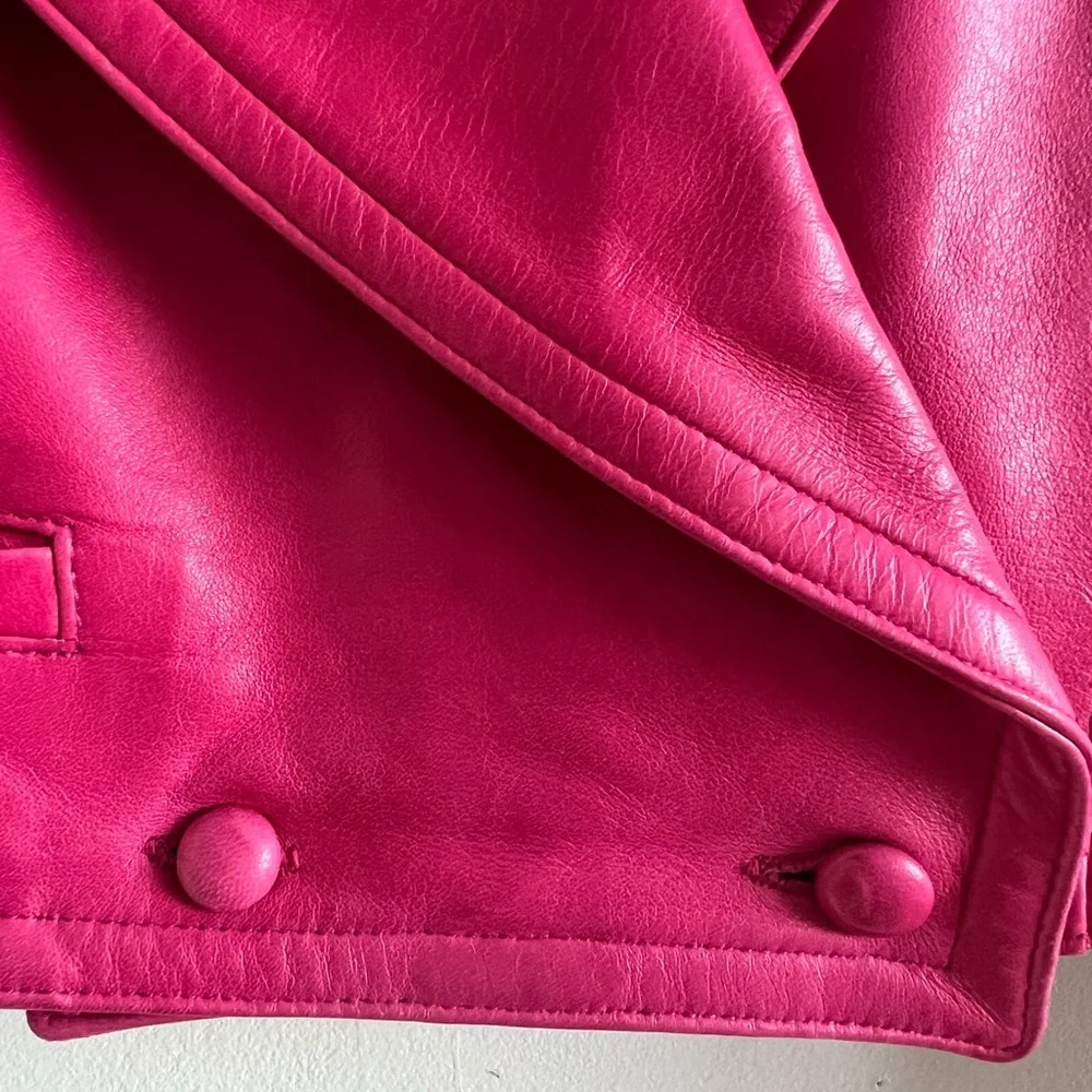 NWT Deadstock Vintage 80s Vakko Pink Leather Jacket - Picture 7 of 10